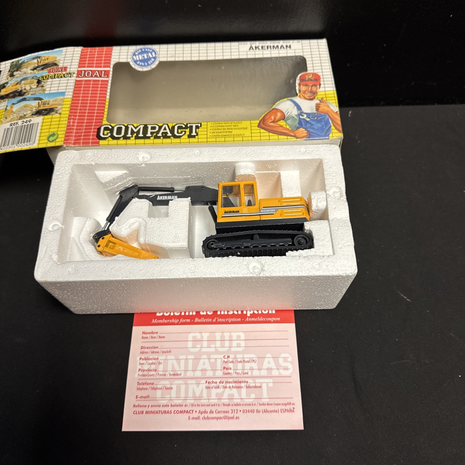 Joal Die Cast Digger with Hydraulic Hammer # 249 1:50 Akerman H7c NEW