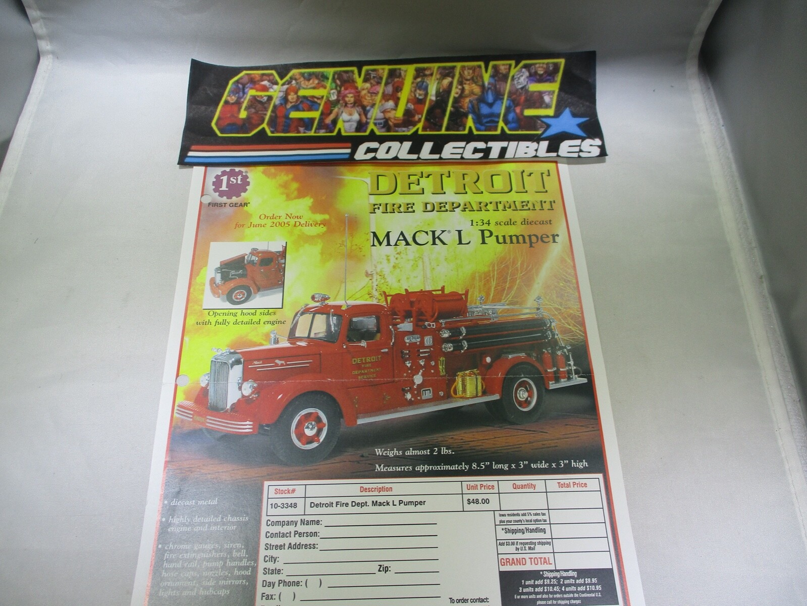 First Gear Color Order Forms DETROIT FIRE DEPT MACK “L” PUMPER 10-3348