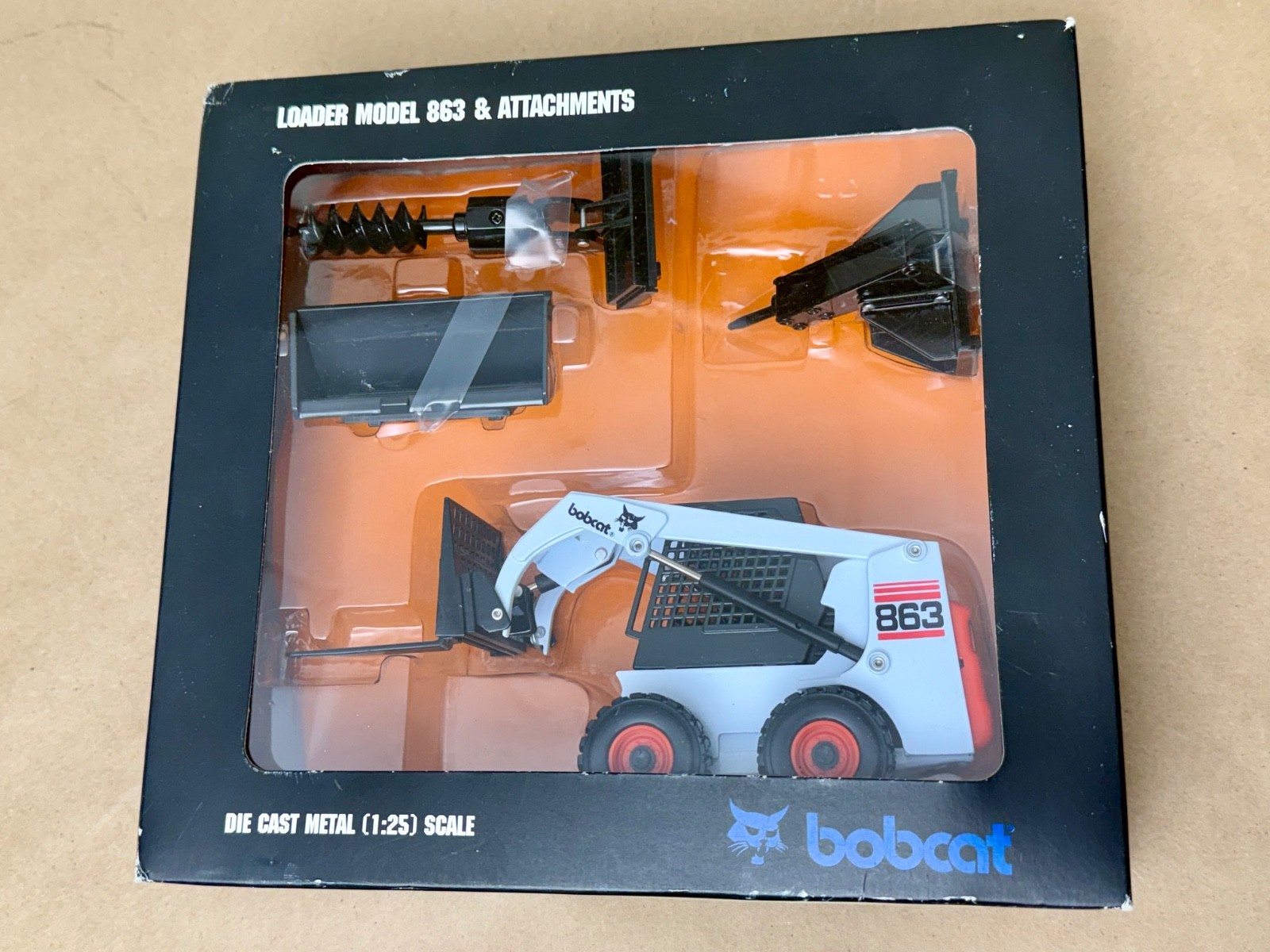 Bobcat 863 Loader & Attachments Die Cast Model Set 1:25 Scale Skid Steer