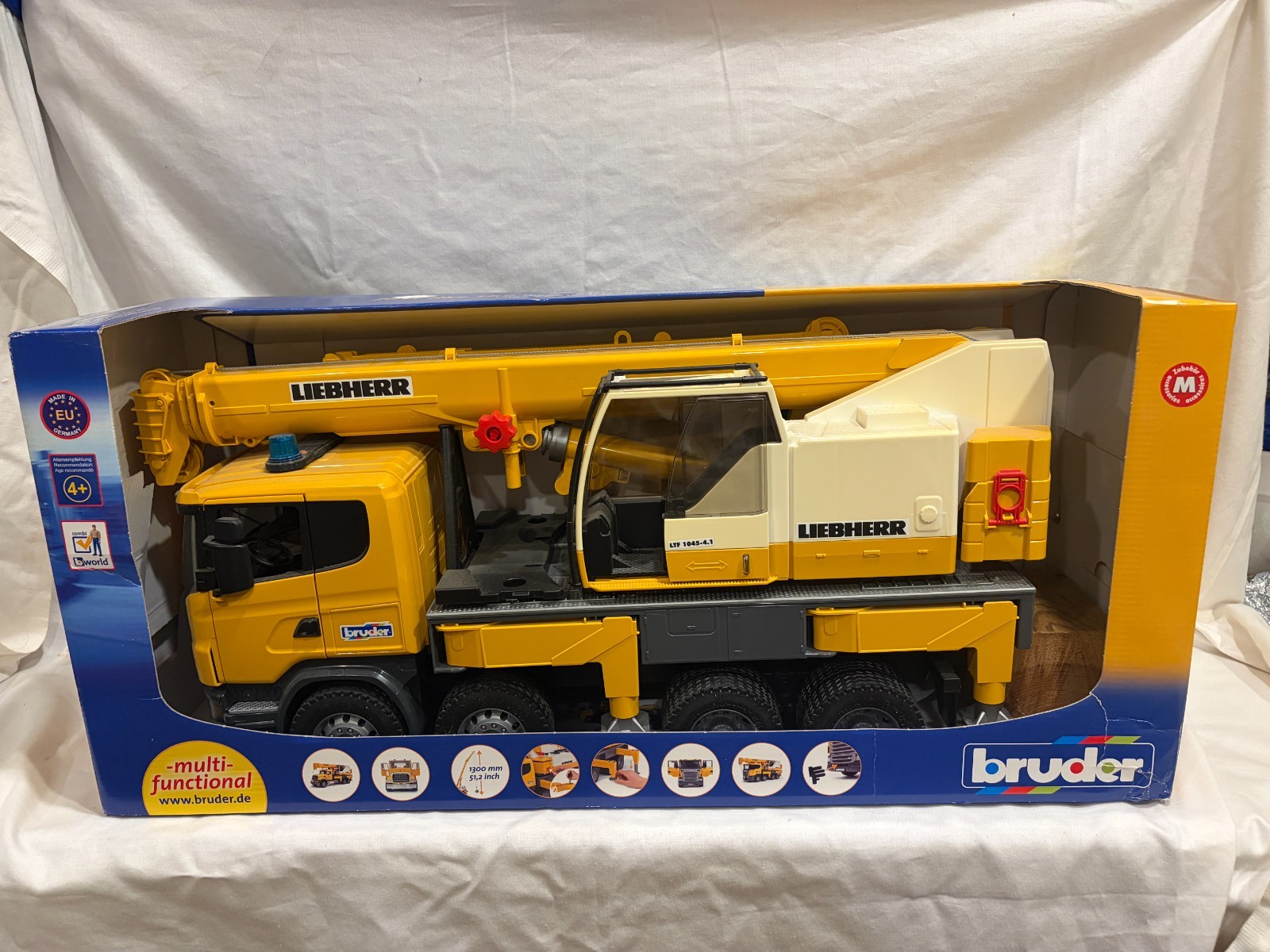 Bruder MACK Scania Liebherr Crane Truck w/ Light & Sound w/Wood Block (Open Box)