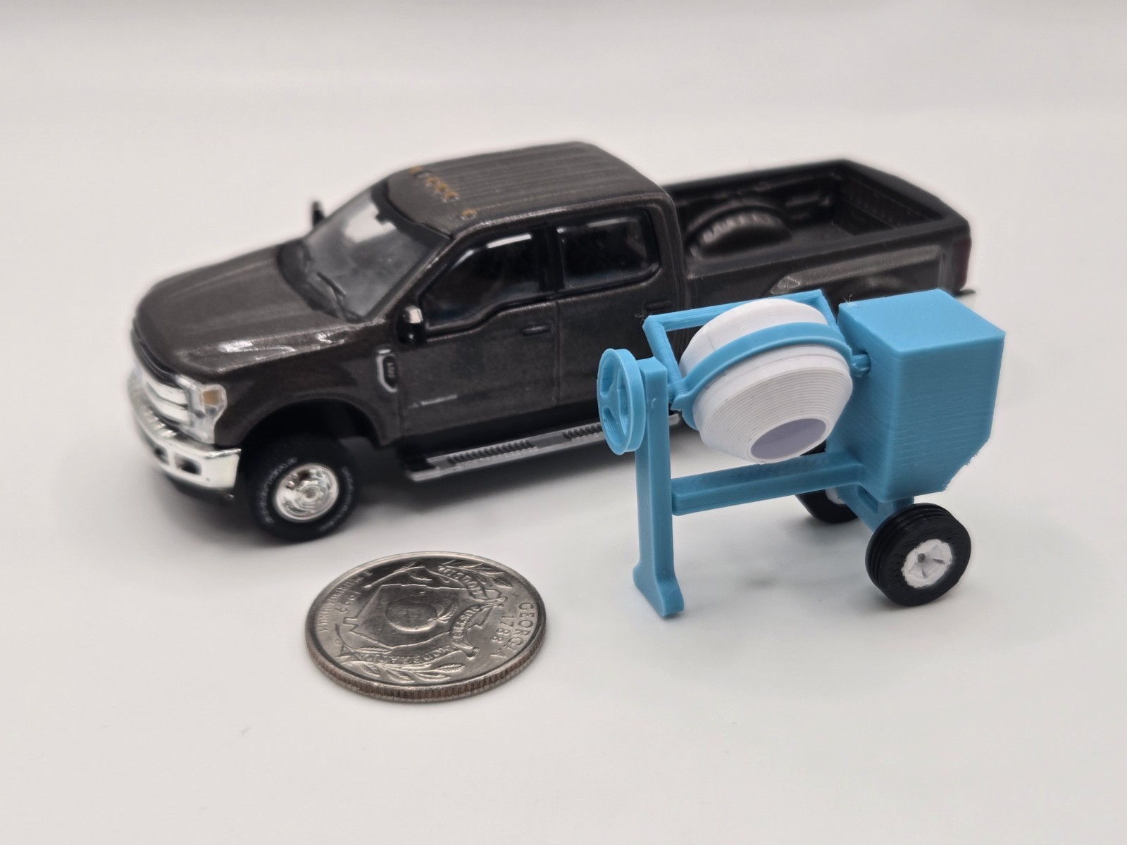 1/64 Scale Posable 12CF Concrete Cement Mixer in Sky Blue