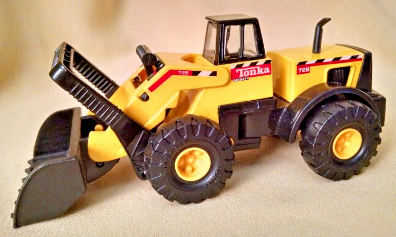 MIGHTY TONKA 728 FRONT LOADER MAISTO HASBRO 1998 PLASTIC DIE CAST MANUAL LOOSE.