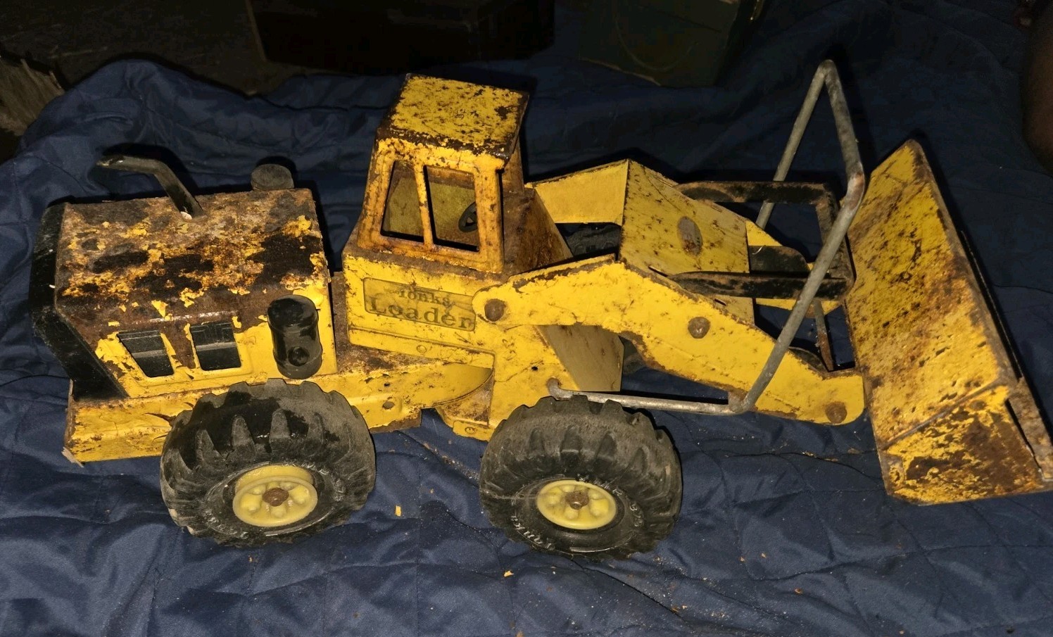 Vintage Mighty Tonka Truck Front End Loader Yellow Steel For Parts/Restoration
