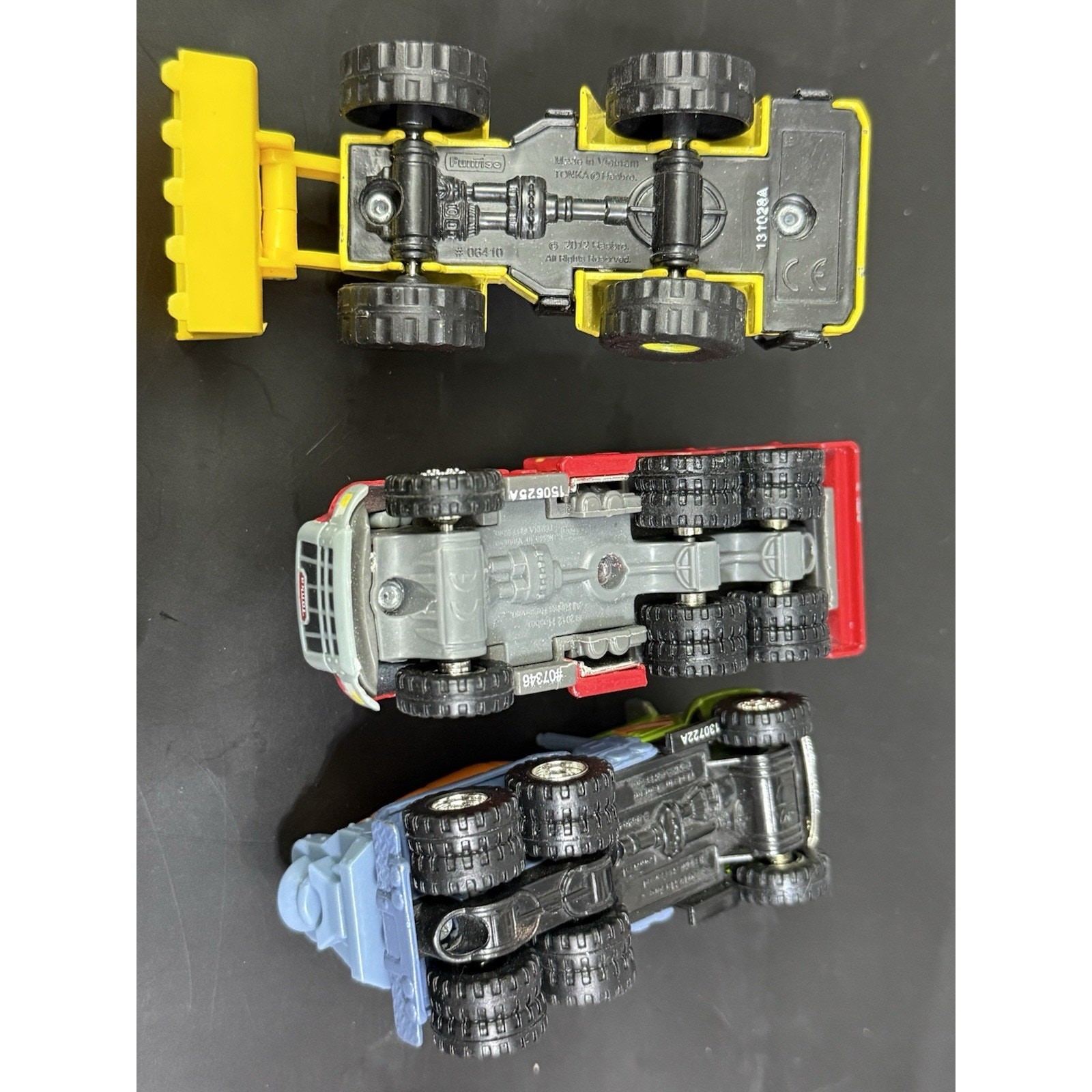 Tonka Lot of 3 Construction Trucks Cement Mixer, Bulldozer, Fire Truck