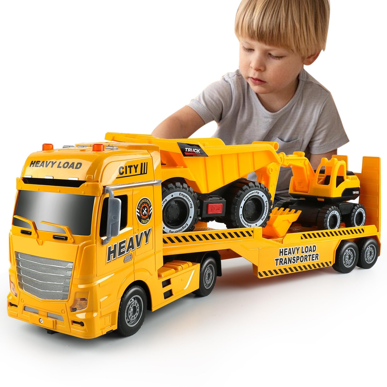 Dwi Dowellin Construction Carrier Truck 25.59 x 4.33 x 6.69 inches, Yellow