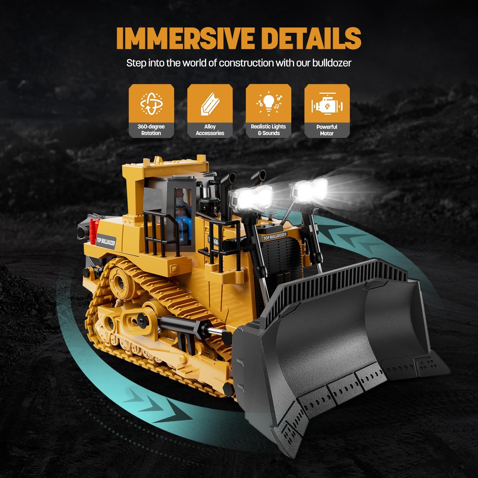 KIDMARKT Metal RC Bulldozer Toy for Kids | 9Channel Remote Control TrackType …
