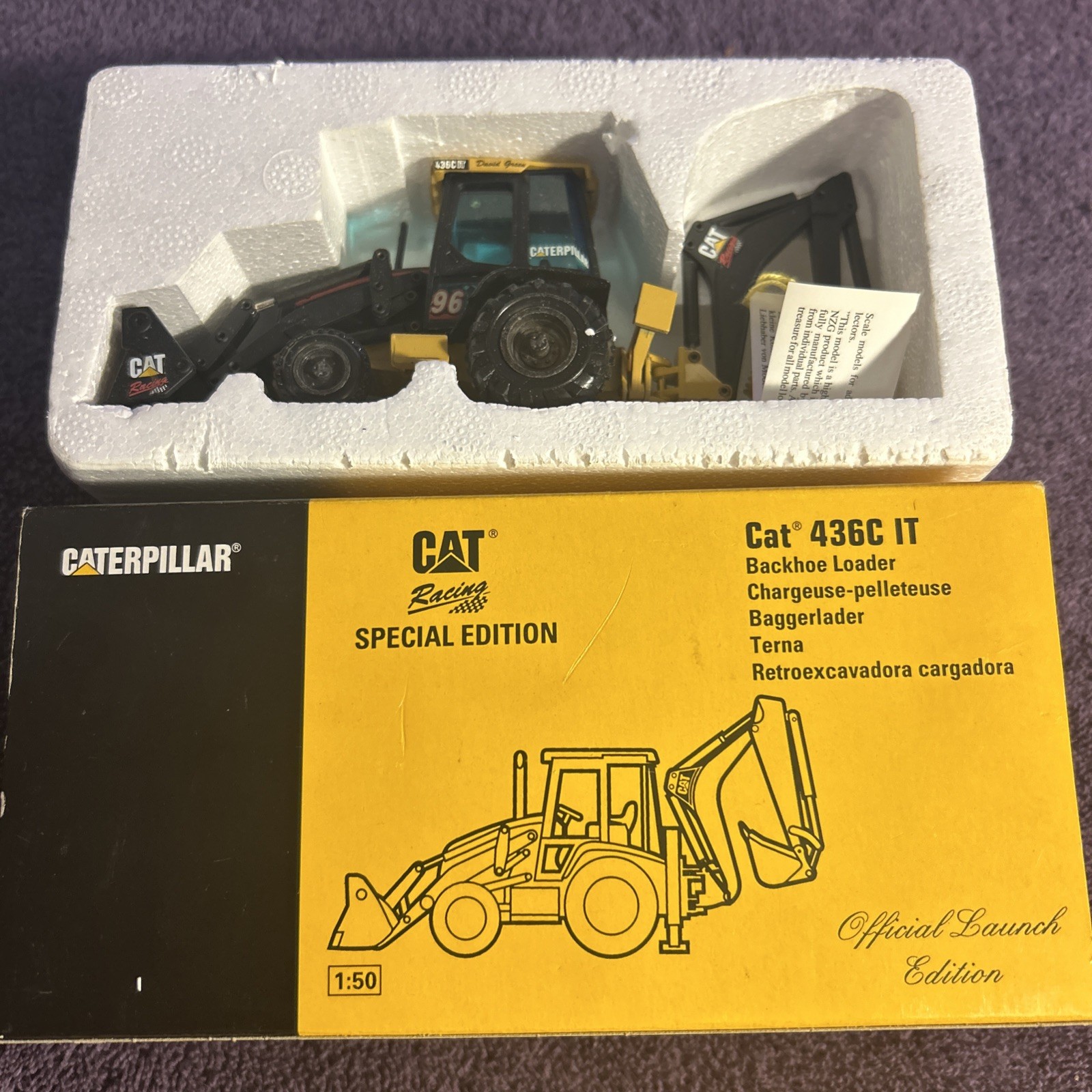 Caterpillar 436C IT “#96 RACING” – “LAUNCH EDITION” – Backhoe – 1/50 NZG – NIB