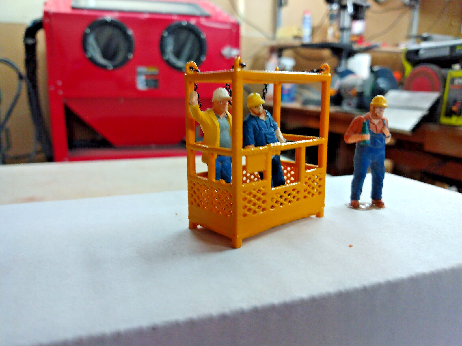 3D Printed 2 Man-Lift Crane Cage. Authentic Liebherr Yellow. 1/50th, 1/48th.