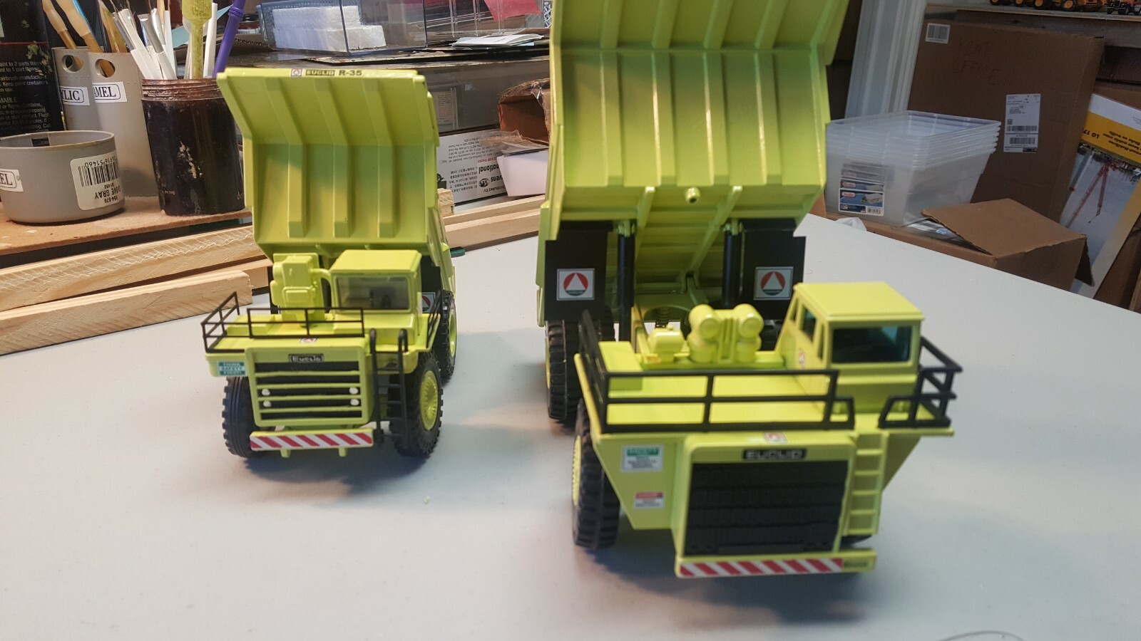 2 x EUCLID Dump Trucks R-85B / R-35 authentic 1955 “Hi Lite Green” Paint!!!