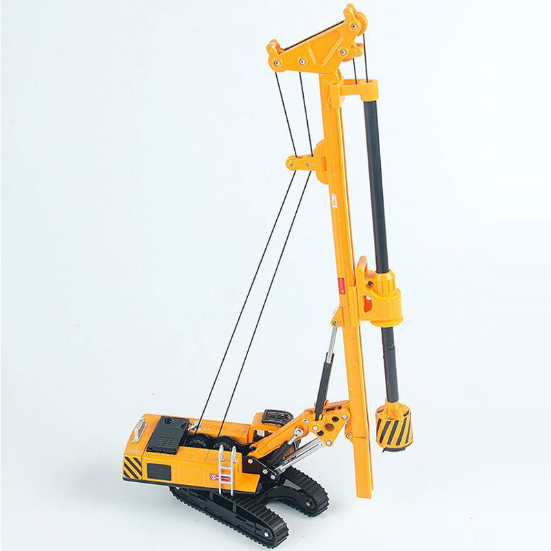 Rotary Drilling Rig Toy Diecast Construction Vehicle Model for Boys Yellow