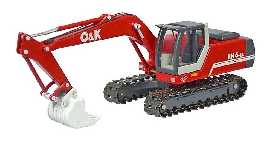 NZG 474 O&K RH6 Track Excavator w/Metal Tracks 1/87 HO Scale Die-cast MIB