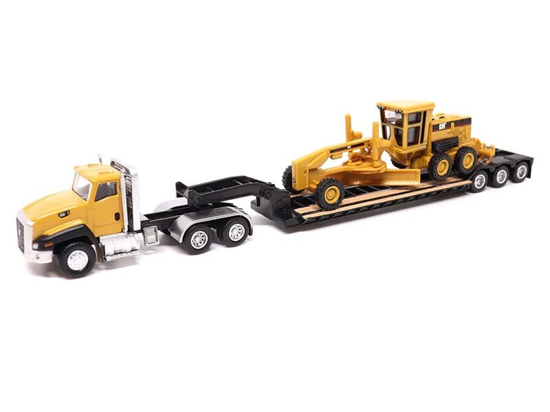 CAT CT660 Day Cab Tractor w/Lowboy Trailer & 163H Grader 1:87 Scale Model 84414