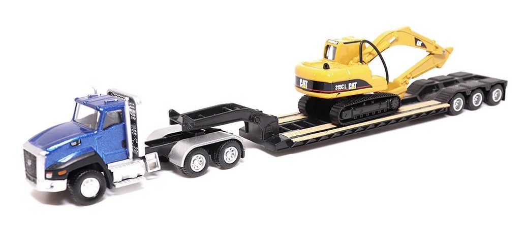 Diecast Masters 84415 Cat CT660 Day Cab Tractor, Lowboy & Excavator 1/87 Scale