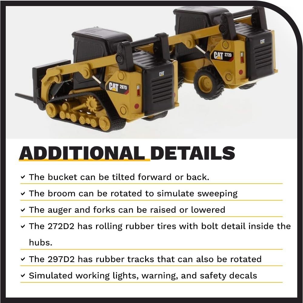 1:64 Scale Caterpillar 272D2 Skid Steer Loader & 297D2 Compact Track Attachme…