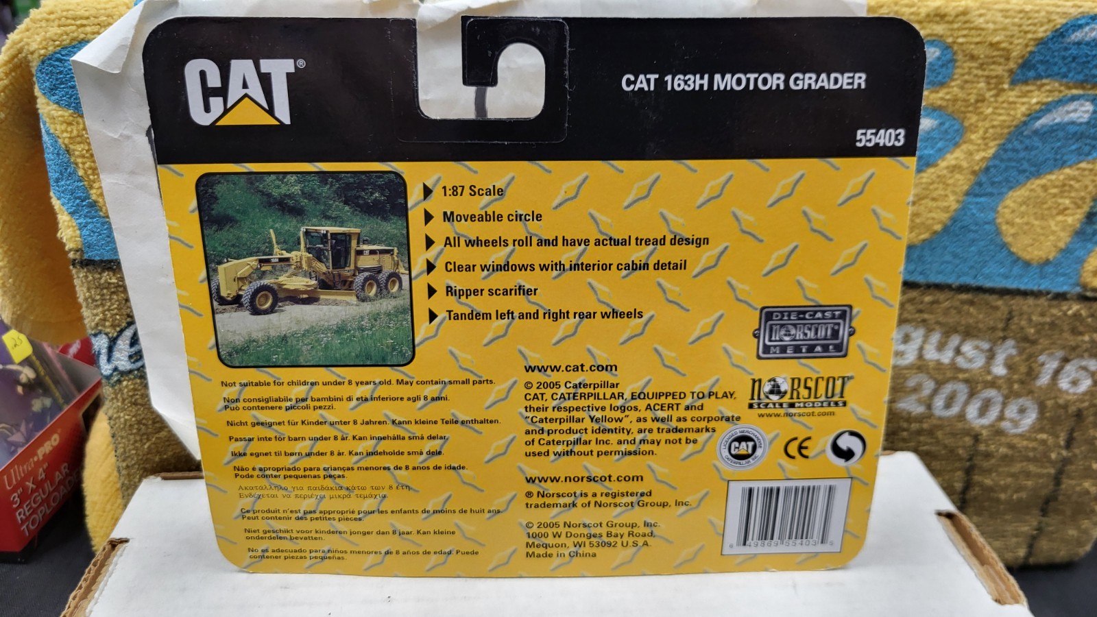 NIB 2005 CAT 163H MOTOR GRADER CONSTRUCTION 1/87 NORSCOT DIECAST TOY #55403