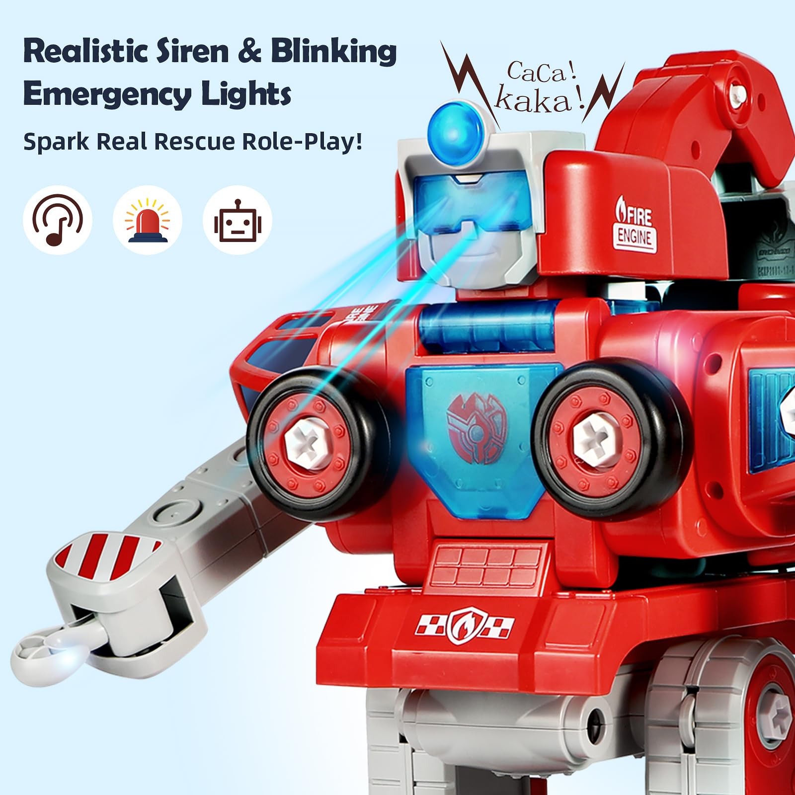 3 4 5 6 Year Old Boy Birthday Gift, 5-in-1 Take Apart Fire Truck Toys, Transf…