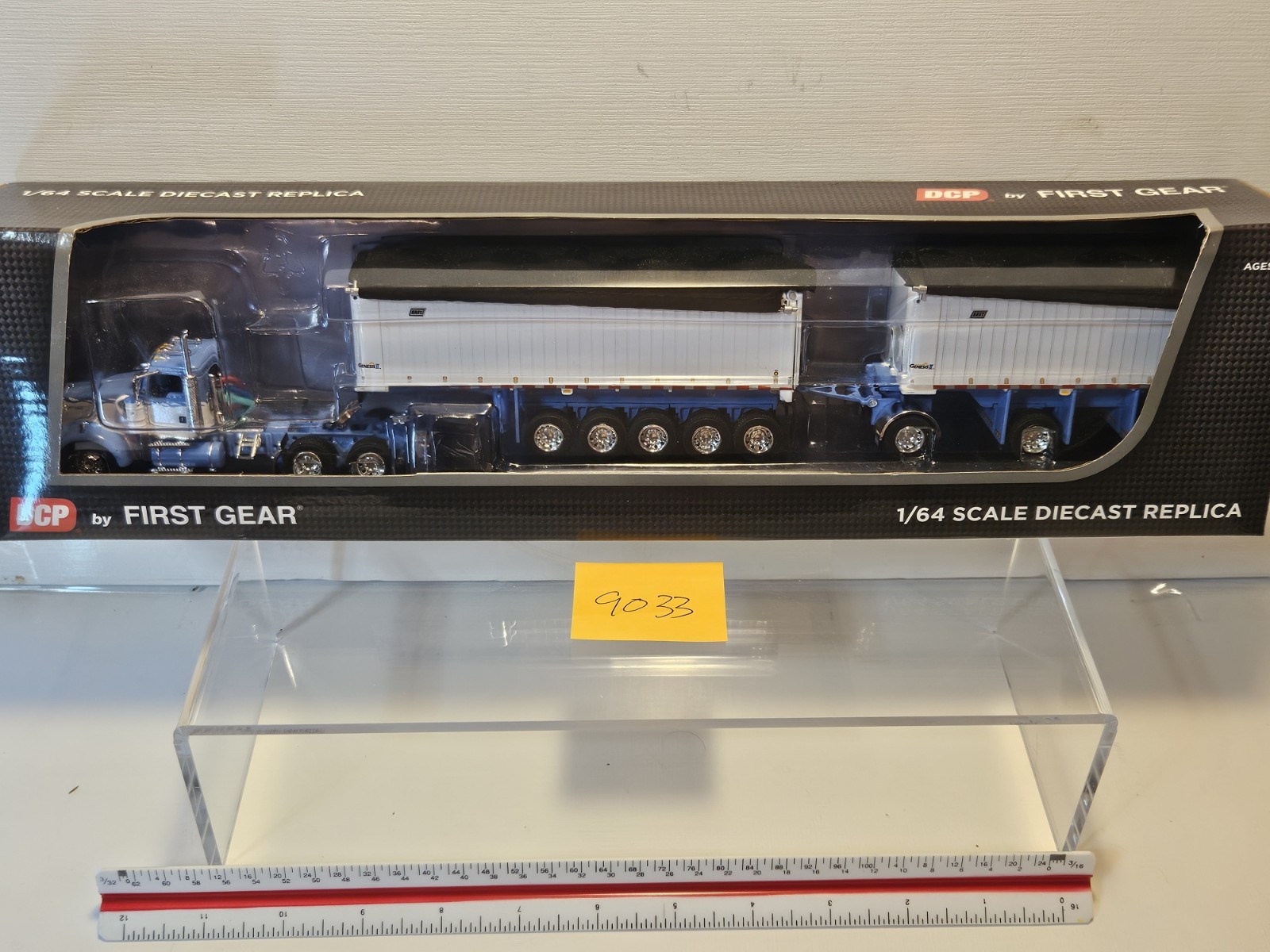 NIB DCP WISTERIA WHITe Kenworth W900L w/ 31ft & 20ft End Dump Trailers 60-1633