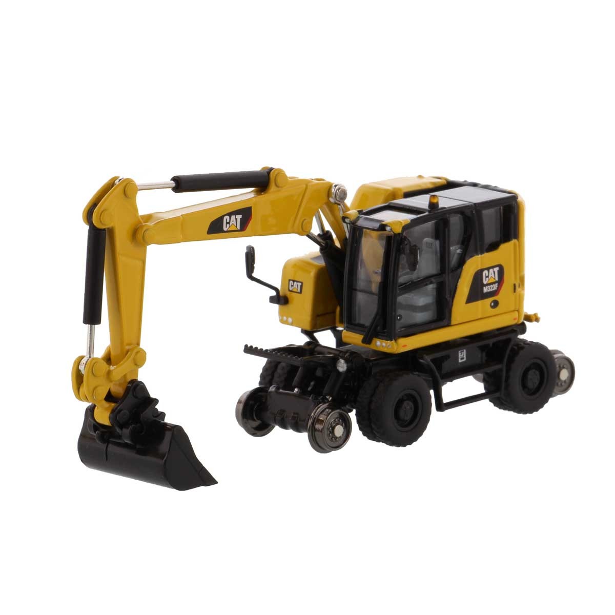 1/87 Caterpillar CAT M323F Railroad Wheeled Excavator HO – Diecast Masters 85612