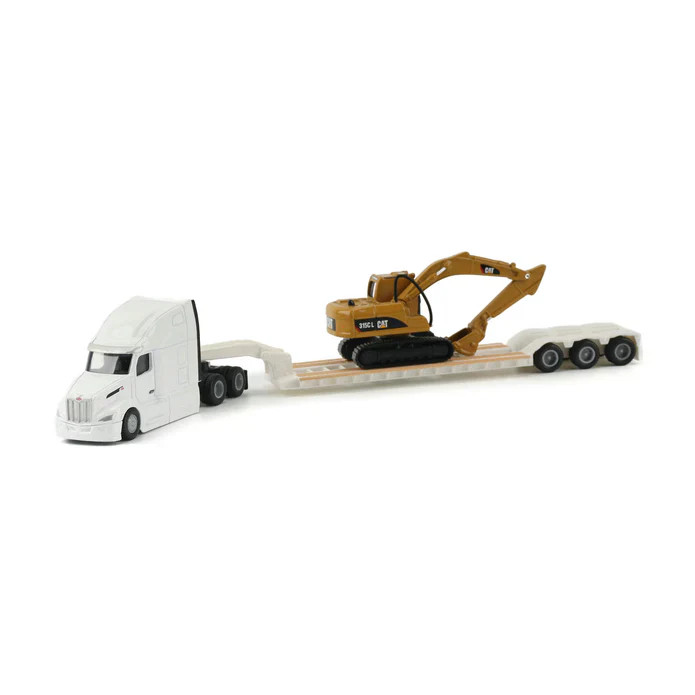 Caterpillar Peterbilt 579 Lowboy w/ CAT 315C Excavator 1:87 Diecast #84423