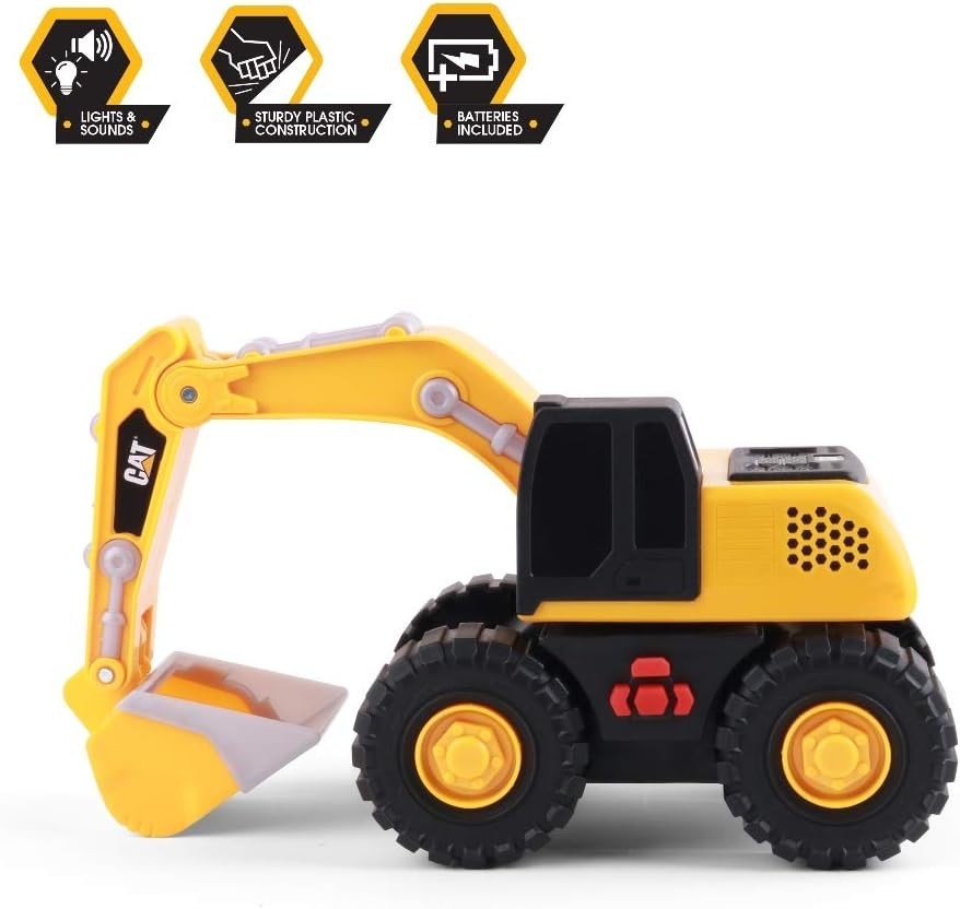 CAT Construction Toys Tough Machines Excavator 10in Realistic Lights Sounds