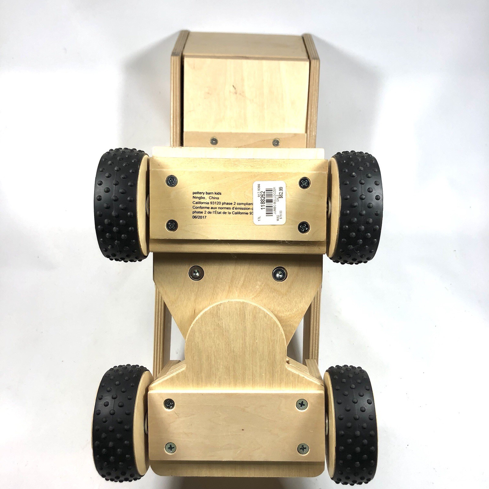 Pottery Barn Kids Jumbo Wooden Articulating Shovel Rubber Tires Clear Coat EUC