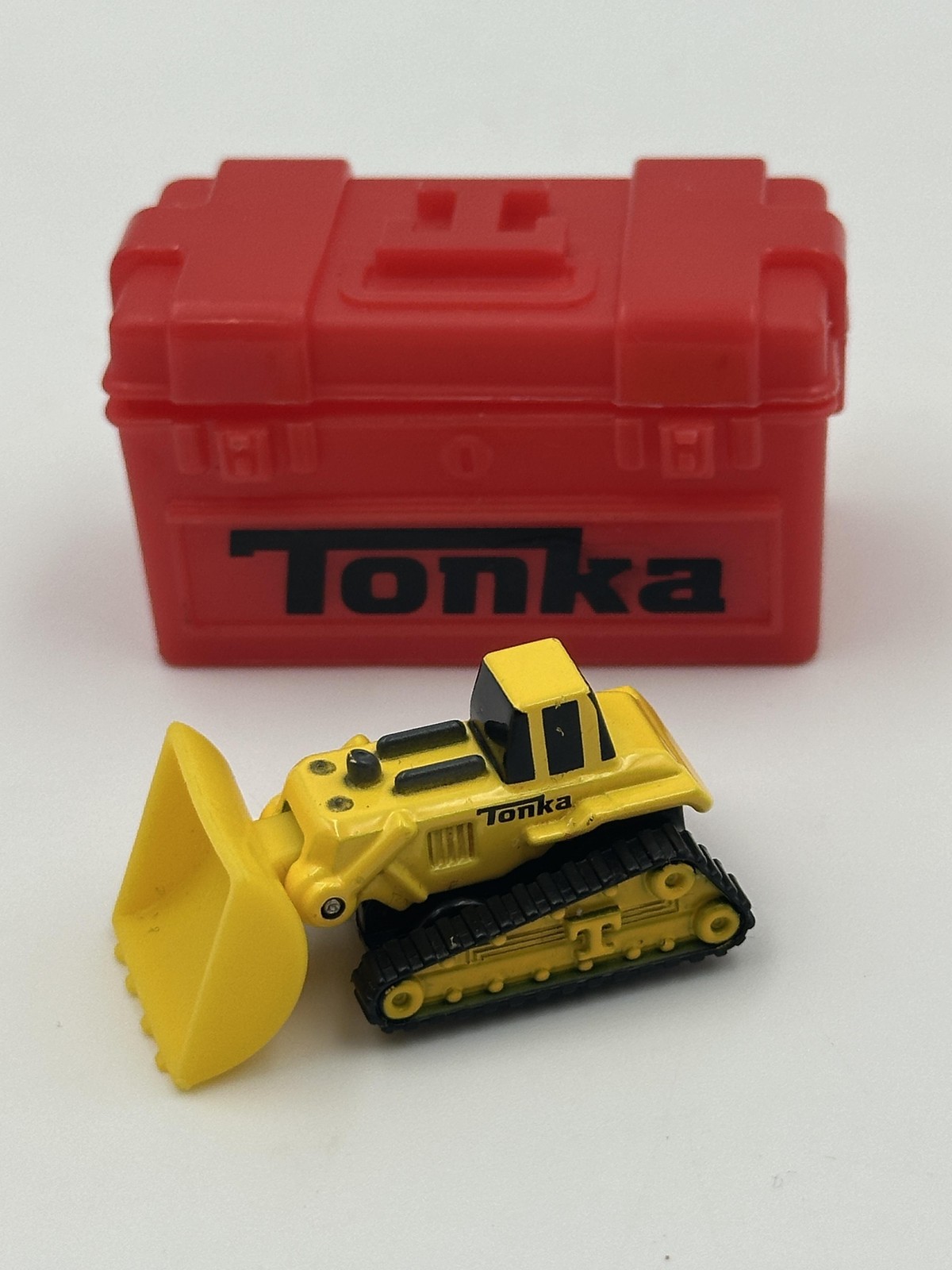 Tonka Mini Dozer Bulldozer Toy With Red Case Yellow Plastic Construction