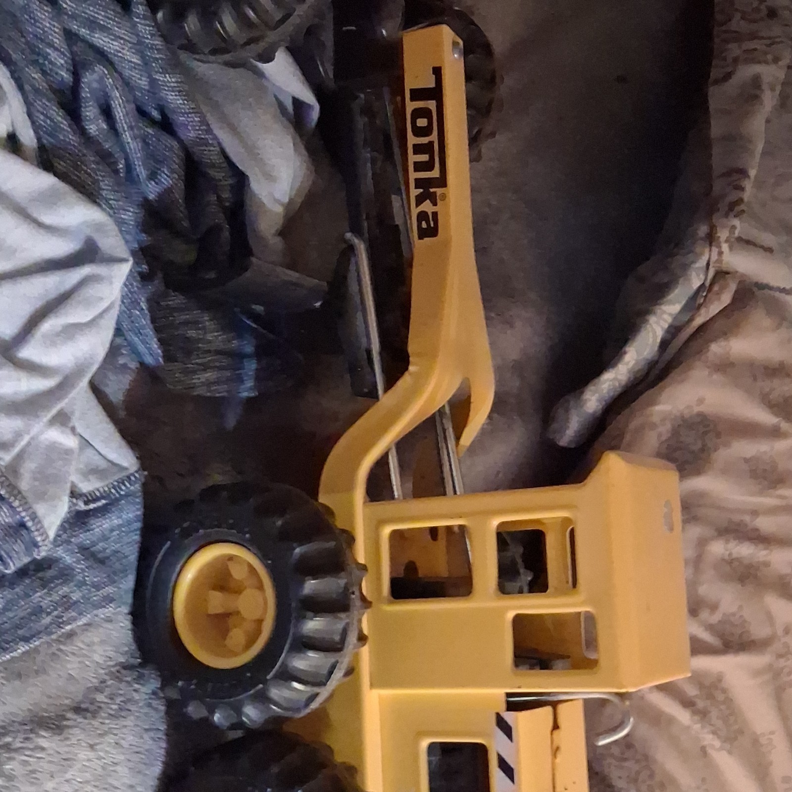 Tonka Yellow/Black Construction Vehicle Toy Diecast Front Loader Backhoe