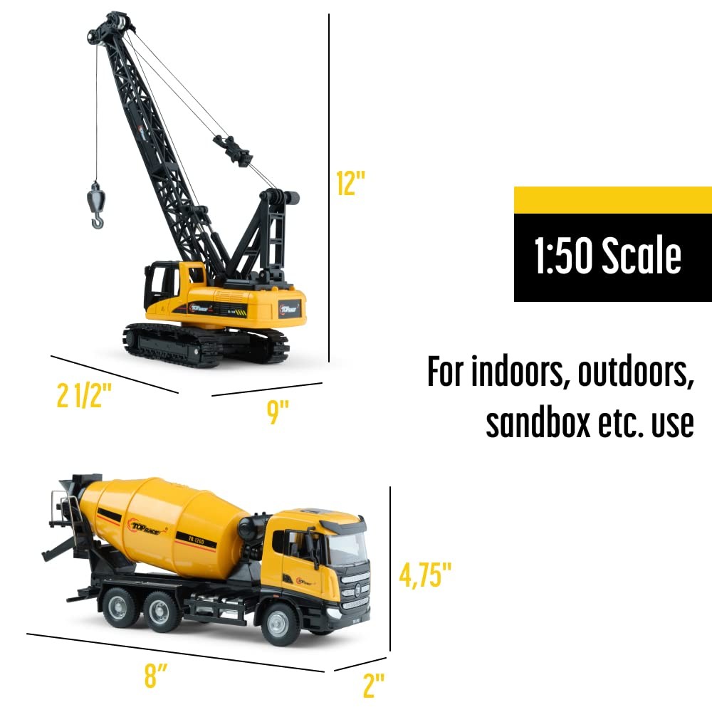 Diecast Metal Construction Trucks Models Set of 2 〡 Heavy Metal Toy Cement Truck