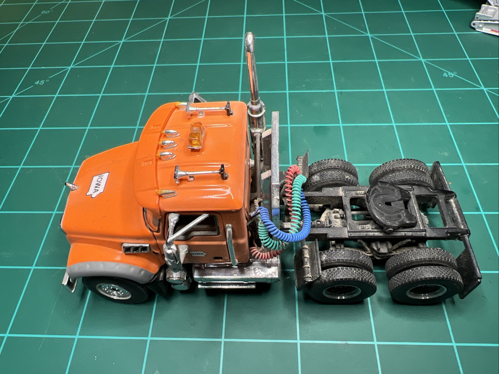 FIRST GEAR 1/50 IOWA DOT ORANGE MACK GRANITE MP w/TALBERT 3-AXLE LOWBOY