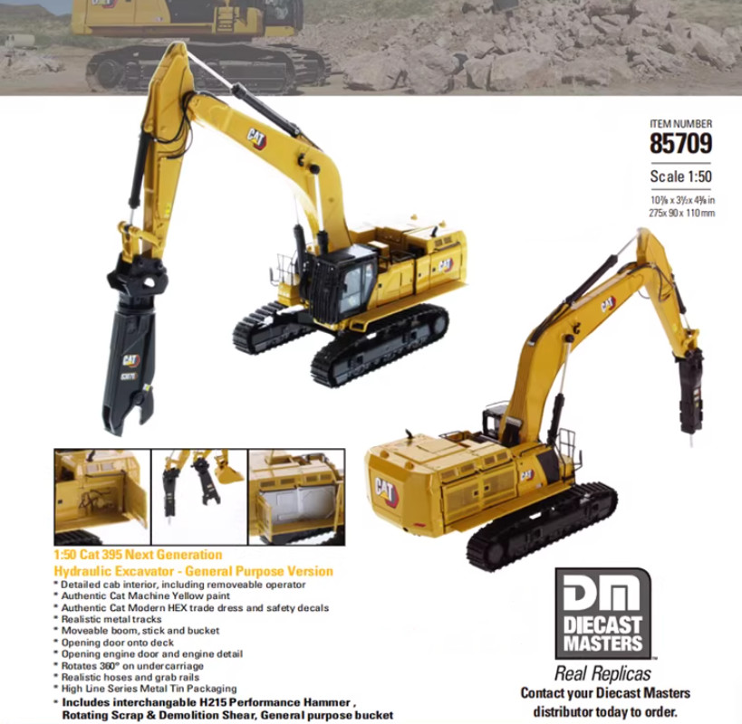 1:50 DM CAT 395 Next Generation Excavator GENERAL PURPOSE VERSION Diecast Model