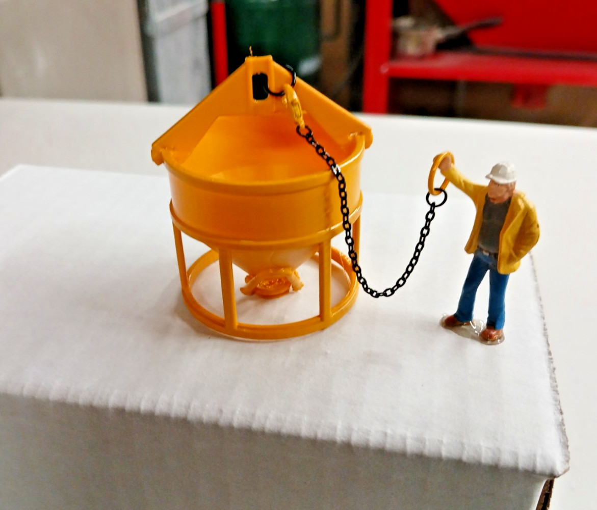 Concrete Bucket 3D Printed In Authentic Liebherr Yellow 1/50th, 1/48th.