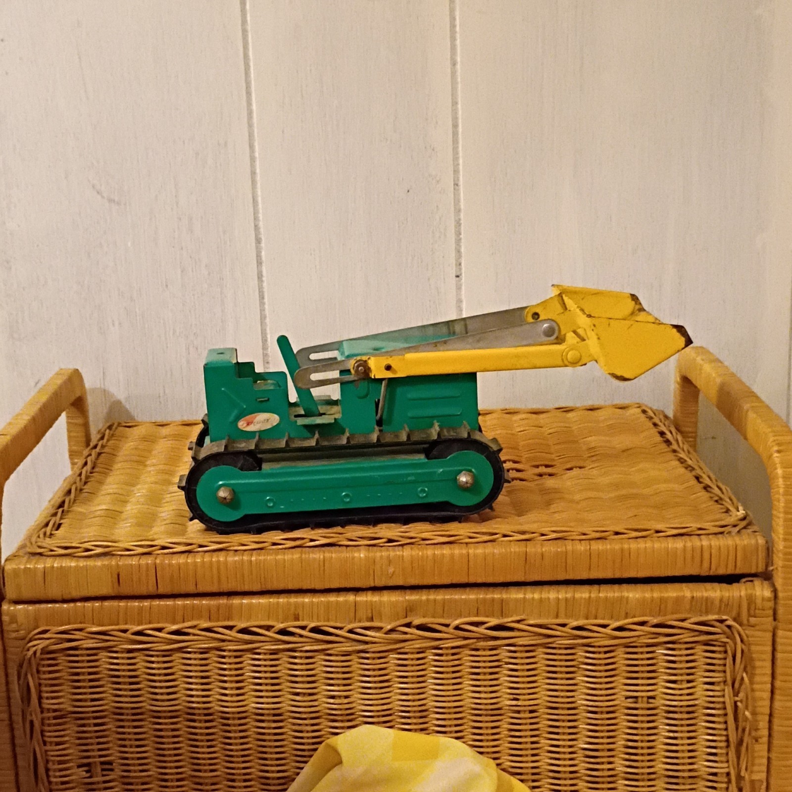 Structo Vintage Diecast Tracked Construction Loader Toy Green Yellow Black
