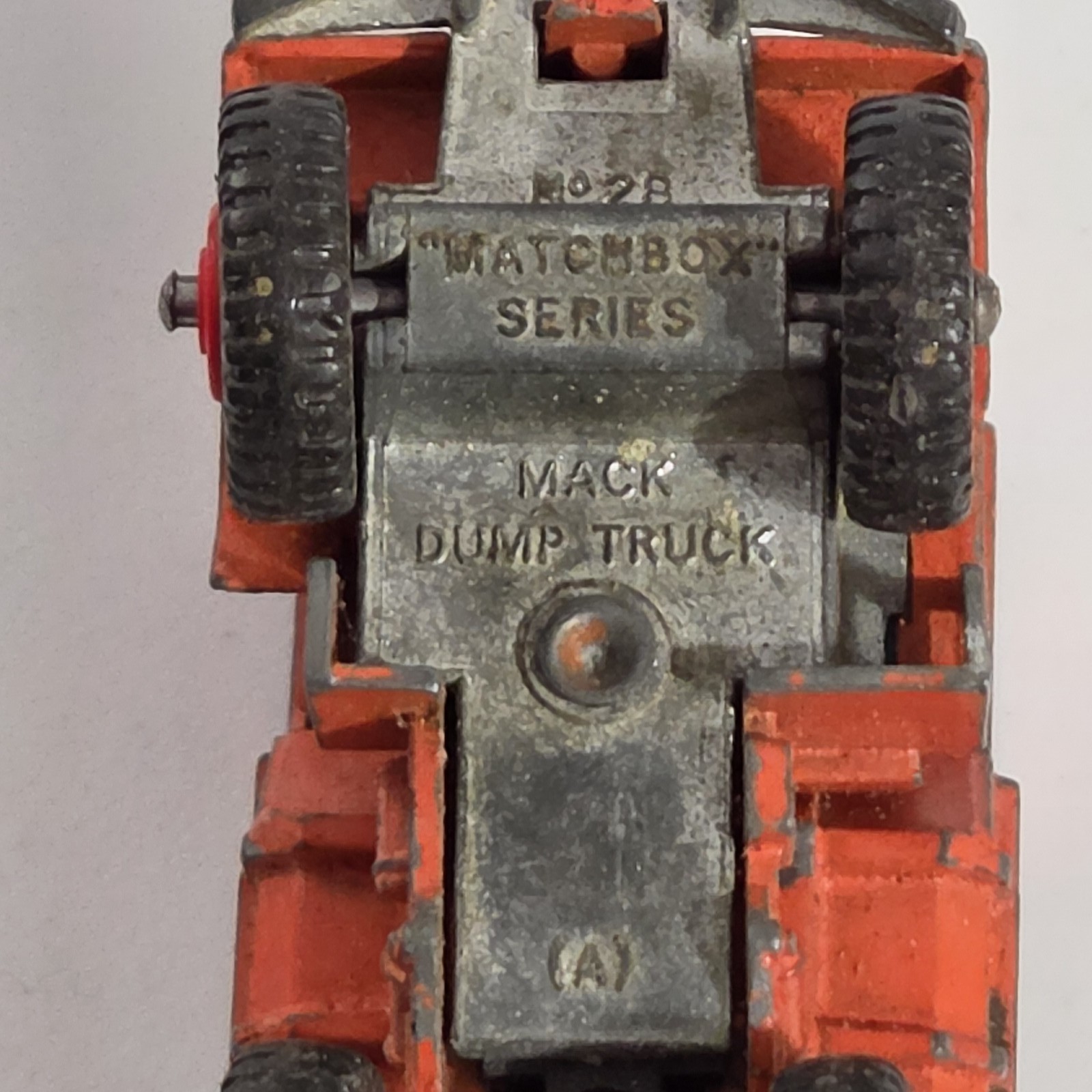 Vintage Matchbox Lesney No. 28 Mack Dump Truck Orange Diecast England 1960s