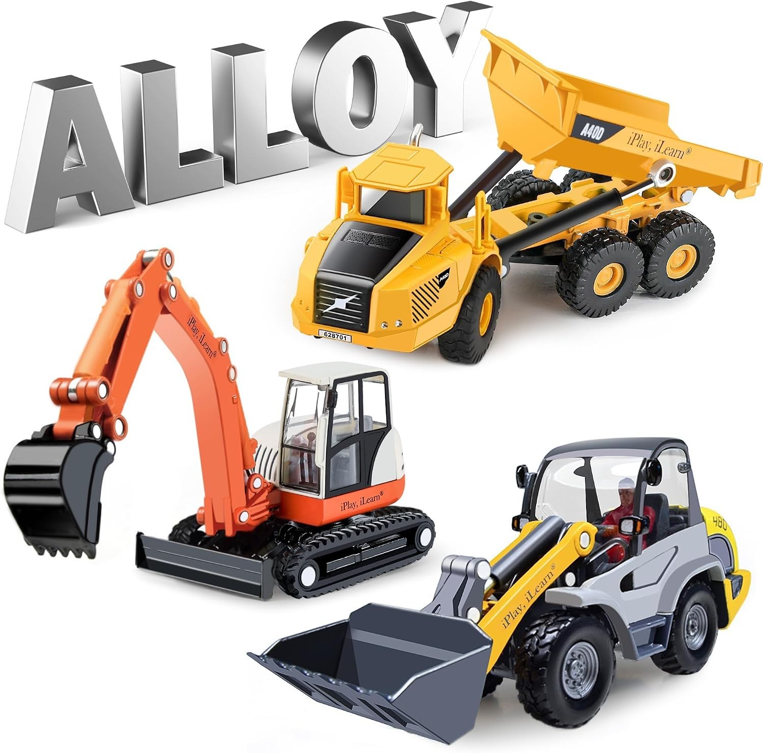 Heavy Duty Construction Site Playset Metal Dump Truck Digger Kids Diecast
