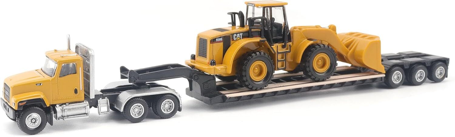 Diecast Masters | 1:87 Scale Cat CT681 Day Cab Tractor with Lowboy Trailer