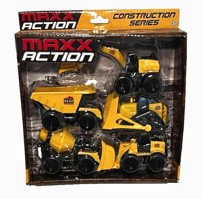 Maxx Action Construction Series 5-Pack Trucks Moving Parts Brand New