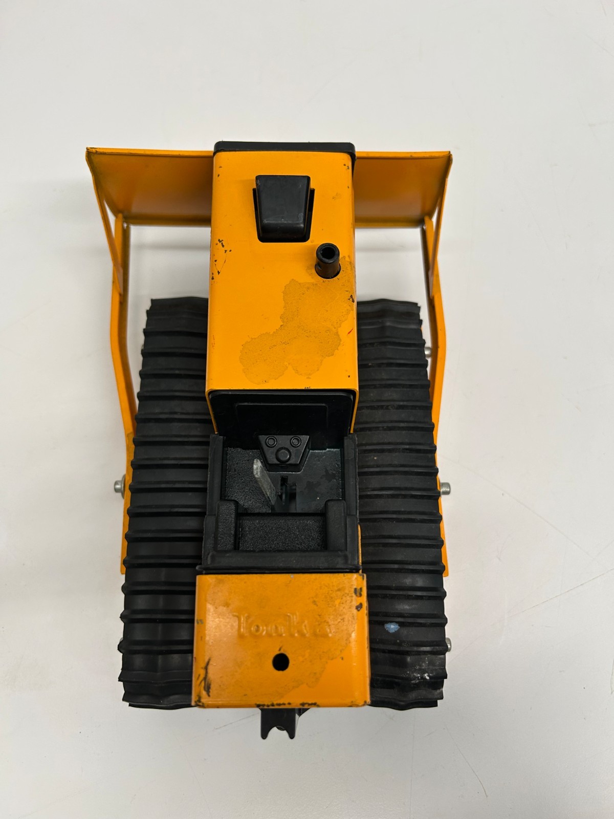 Vtg c1970s Tonka T-6 Pressed Steel Plastic Orange Bulldozer Toy