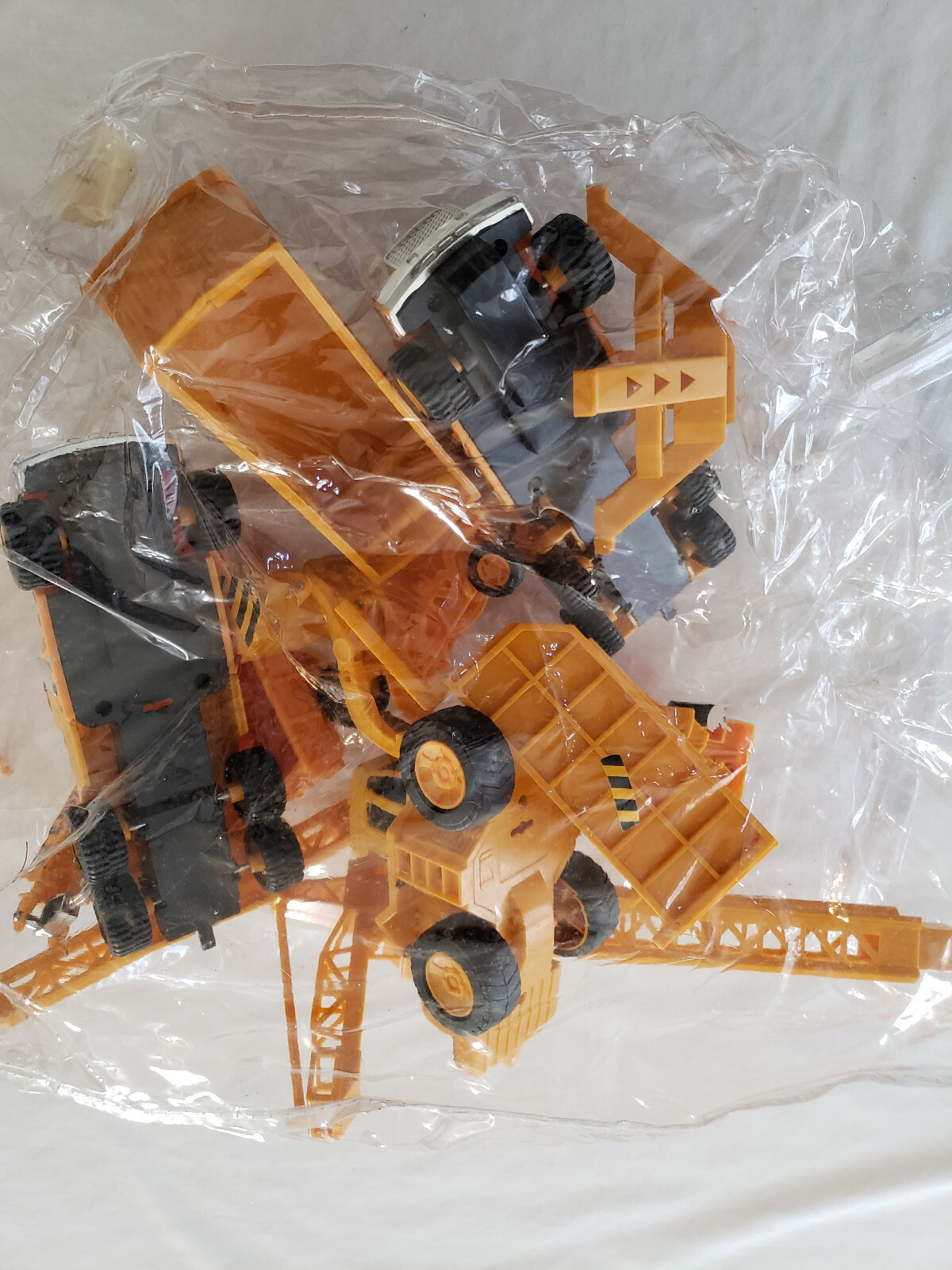 VTG 90’S Plastic Yellow Construction Equipment SET: TRUCKS, CEMENT MIXER, ETC