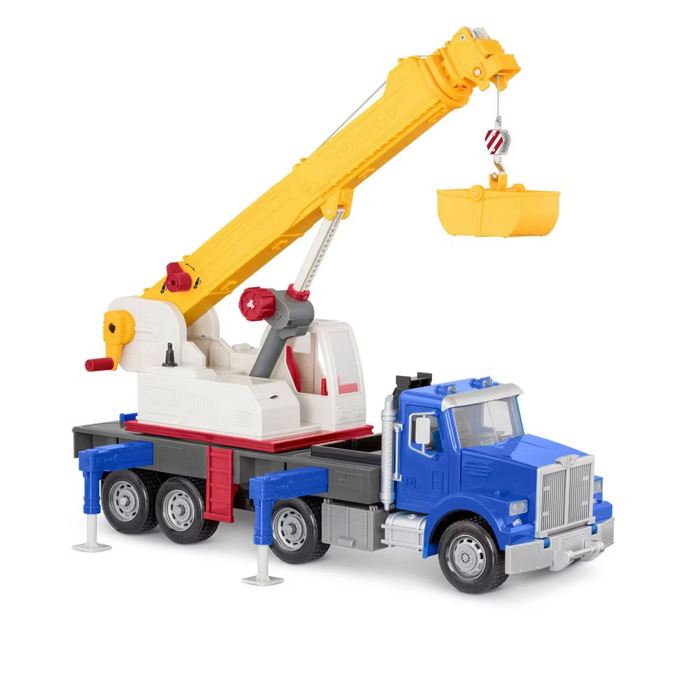DRIVEN by Battat Jumbo Crane Truck Movable Arm Engine Sounds Lights Batteries