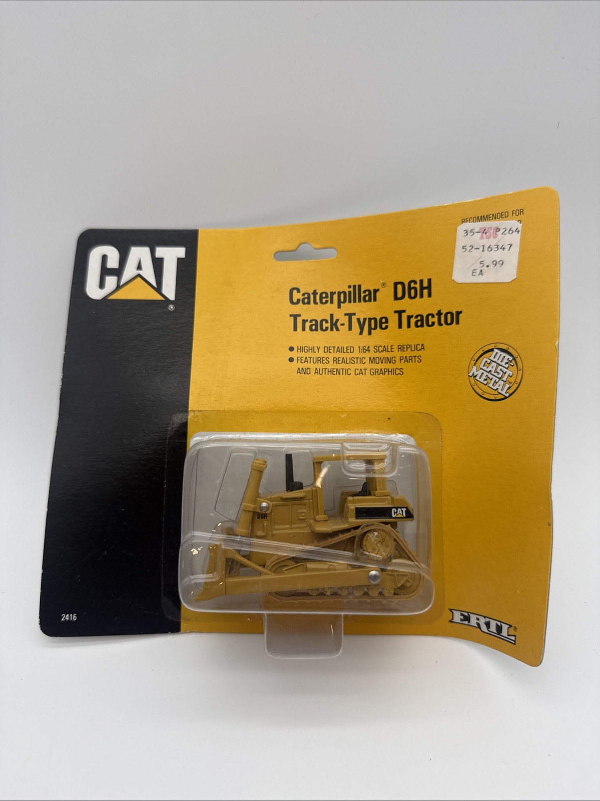 ERTL CAT Caterpiller D6H Track-Type Tractor 1/64 Scale Die-Cast #2416 NIP
