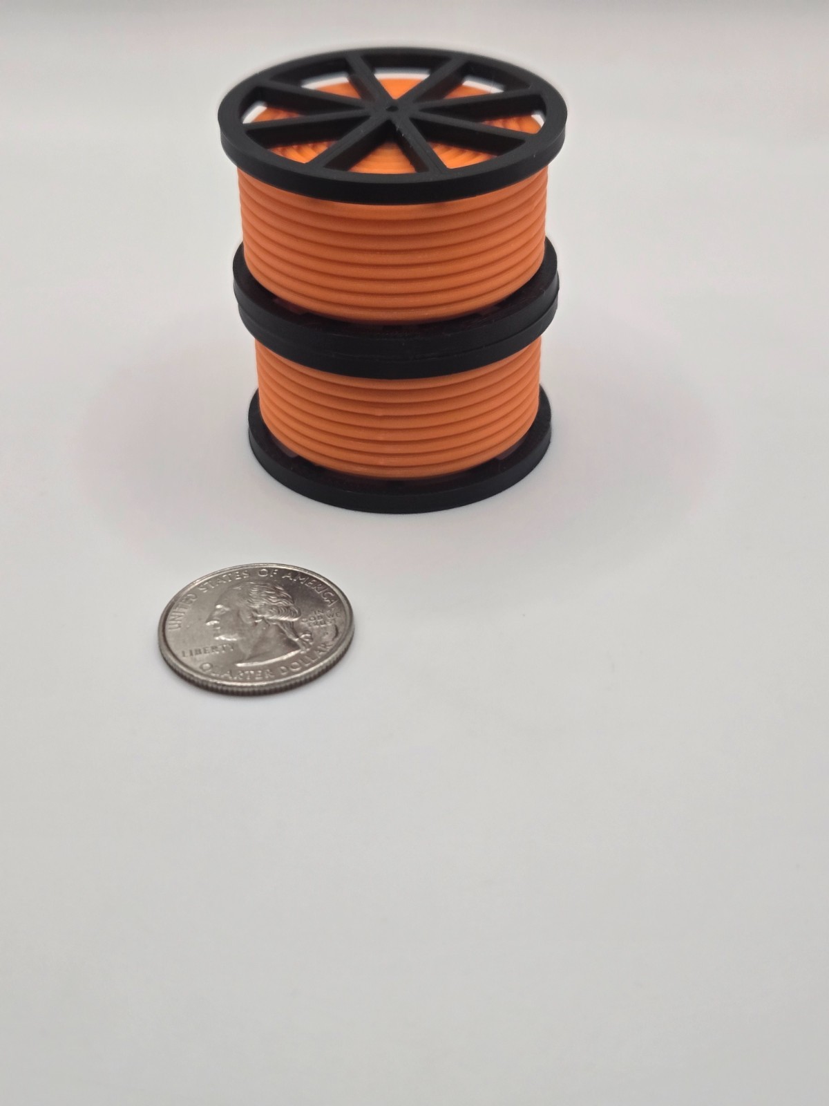 Custom 1/50 Scale Black Cable Reel With Orange Conduit Spool