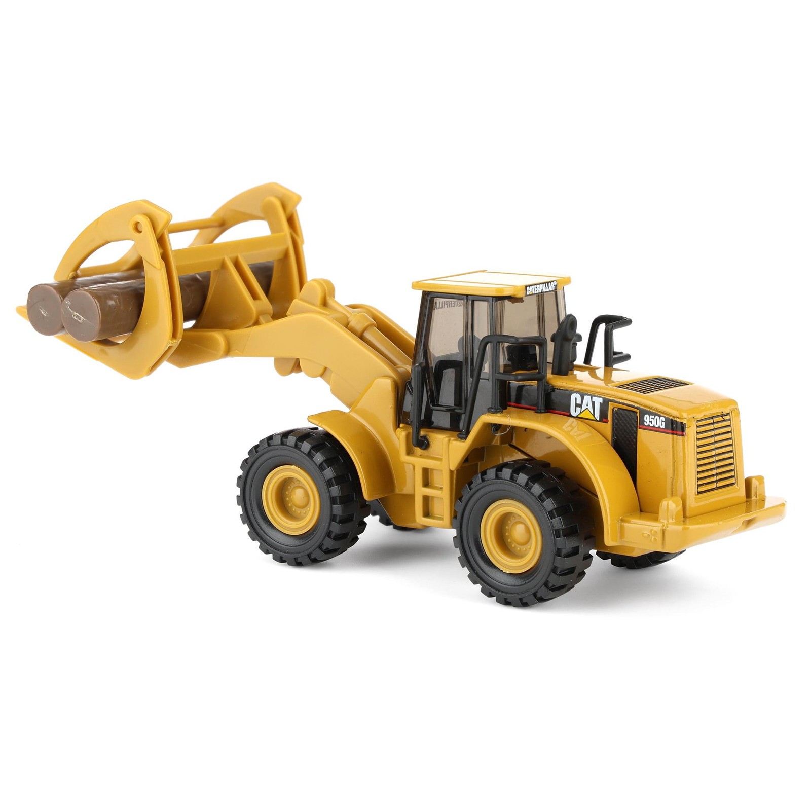 Diecast Masters 1/87 CAT 950G Wheel Loader with Fork and Wood Log 84661CS