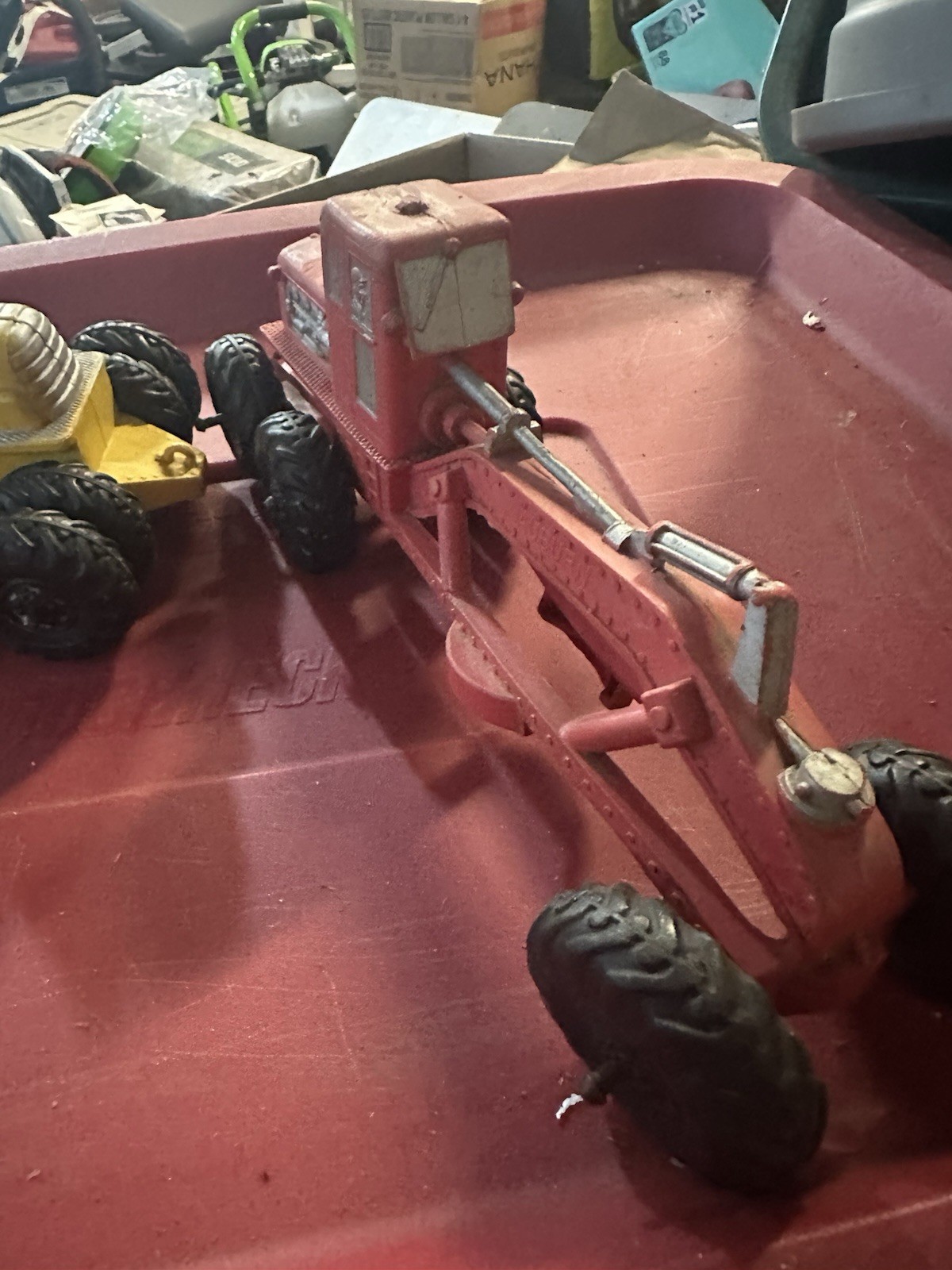 Vintage Diecast Road Grader Construction Vehicle Lot Yellow Red Black