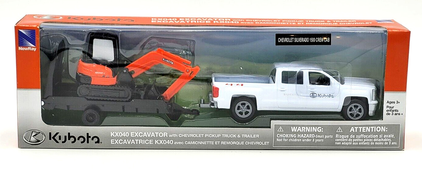 Kubota KX040 Excavator With Chevrolet Silverado 1500 Crew Cab And Trailer