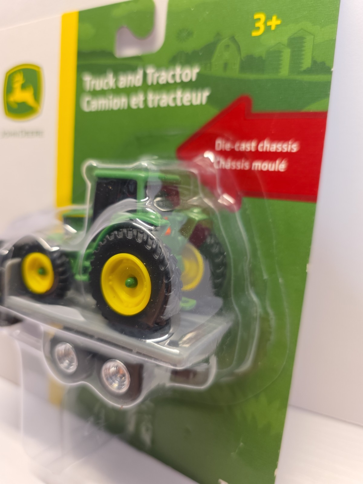 Tomy 37308 1:64 Scale John Deere Black Truck & Green Tractor W/Die Cast Chassis