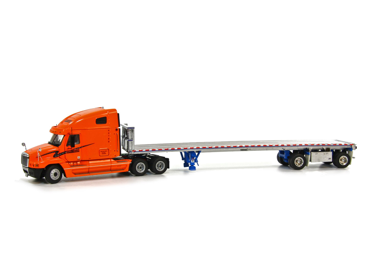 Freightliner Century Tractor w/ East Flat Bed Trailer “SCHNEIDER” 1/50 – Sword