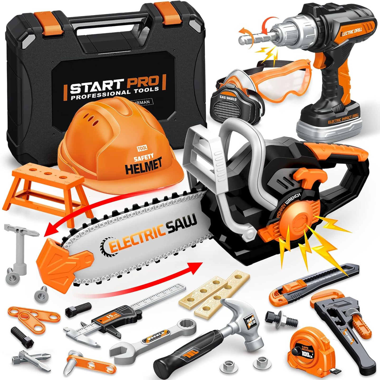 Kids Tool Set Toys, 48 Pcs Toddler Tool Set with Portable Tool Box, Electronic