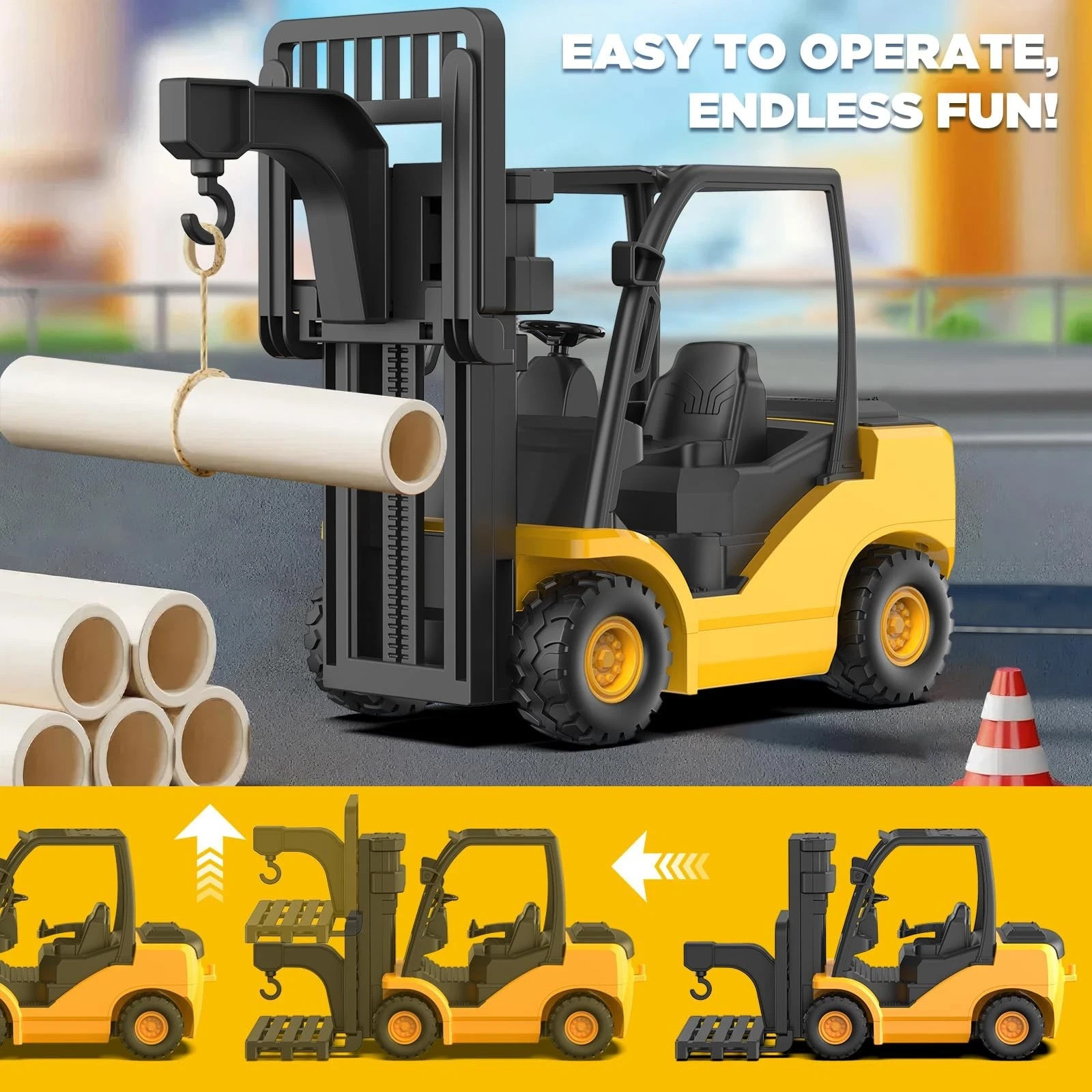 9-Channel Remote Control Forklift Truck – 1:18 Scale Construction Toy, Realis…