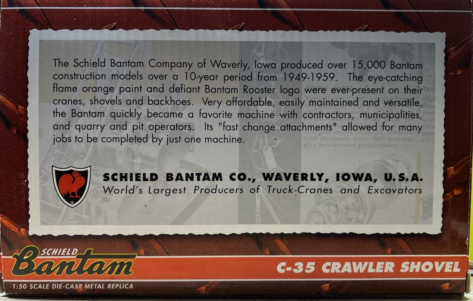 The Bantam C35 Orange Crawler Shovel / New In Box / 1:50 Scale Die-Cast Metal