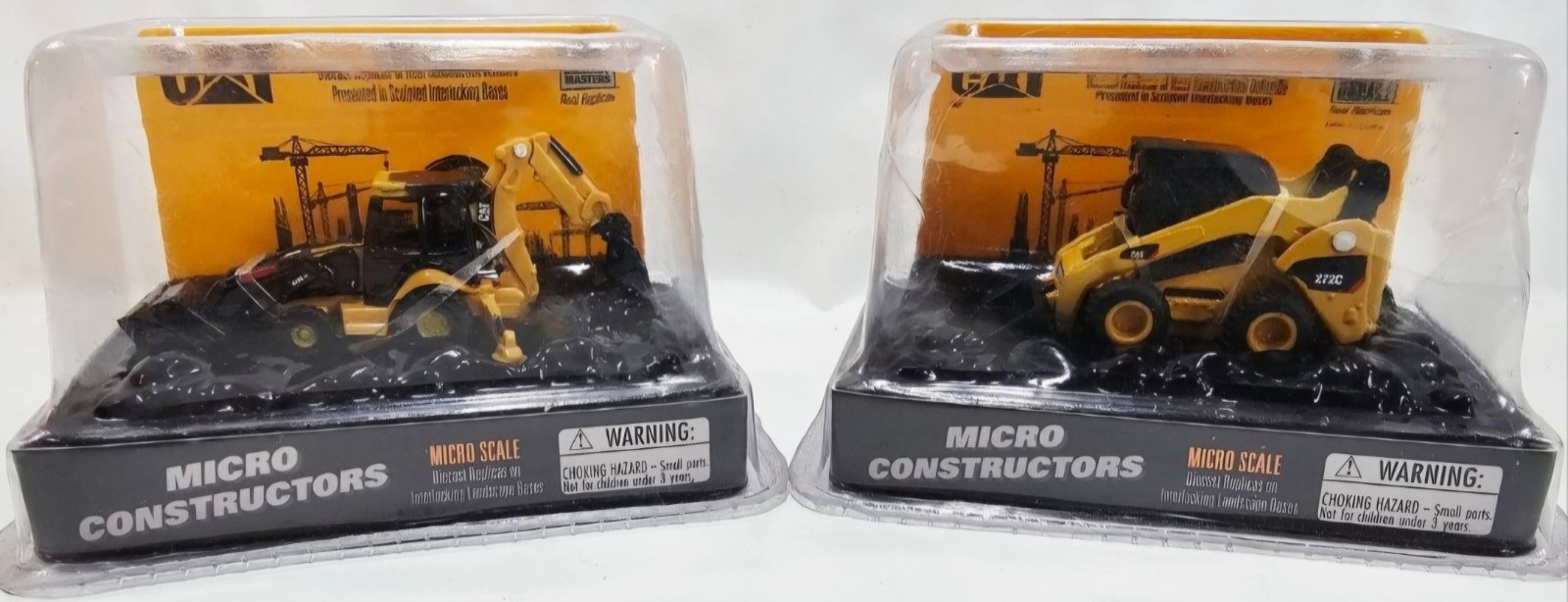 Micro Constructors Diecast CAT Caterpillar 272C Skid Steer & 420E Backhoe Loader